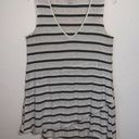 Cache  Asymmetrical Stripe Tank Top V Neck Tunic Large Sleeveless White Black Photo 0