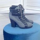 Juicy Couture  gray wool & black vegan leather block heel ankle boots sz 8.5 Photo 0