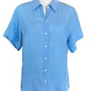 L.L.Bean  100% Linen Button Up Women's Blouse in Size Medium Sky Blue Photo 1