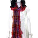 FRAAS Womens Crinkle Scarf Fringe Trim Plaid‎ Shawl Multicolored Wrap Orange Photo 0