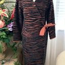 J.O.A. NEW Zebra Print Fuzzy Long Wrap Cardigan Duster in Black / Brown Photo 0