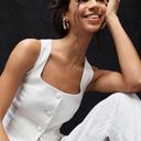 J.Crew  Scoop Neck Linen Blend Cropped Vest White Size 0 BZ393 New Photo 2