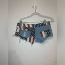 Daisy Low-Rise American Flag Print  Duke Ripped Denim Shorts Size Small 4th July Photo 7