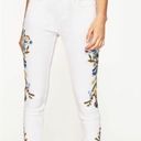 ZARA  Basic women white embroidered Jeans. Size 2 Photo 1