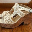 American Eagle  NWT Lace Crochet Canvas Cork Wedge Heeled Platform Sandals Photo 0