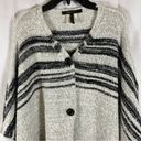 BCBGMAXAZRIA BCBGMaxAzaria Women’s Poncho Sweater Top Acrylic Gray & Black Stripes Size S/M Photo 5