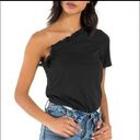 n:philanthropy  Womens Black One Shoulder Ruffled Collar Bodysuit Top M Photo 0