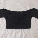 SheIn Black Off Shoulder Ruched Bust Crop Top Photo 1