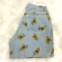 Vintage 90’s Cactus Brand Plaid and Sunflower Print Denim Shorts 14 Blue Size 30 Photo 1