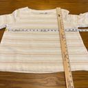 Sigrid Olsen Blouse Small Linen Boatneck Beige Ivory Stripe Boxy Fit 3/4 Sleeve Photo 5