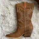 Cute Cowgirl embroidered mid calf boots, size 6 Brown Photo 10