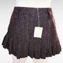 Moda  International Y2K Brown Herringbone Tweed Pleated Micro Mini Skirt Size 10 Photo 3