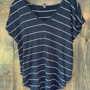 Alya Navy Blue & White Striped Front Knot Shirt Size‎ S Photo 0