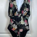 Modcloth Womens  Promised Paradise Black Floral Plunge Swimsuit Size XL EUC #2943 Photo 2