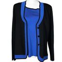 Misook  2 piece Cardigan Twinset Tank Size Small Cardigan Size Medium Blue Black Photo 0