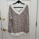 White Birch  animal print v neck long sleeve top size XL Photo 3