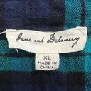 Jane and Delancey  Blue Green Plaid Gauzy Button Down Shirt Photo 8