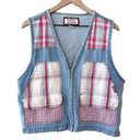 Women’s Vintage J J Fargo denim plaid patchwork zip up vest Blue Size M Photo 0