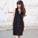 Everlane The Cotton Poplin Black V-Neck Tank Dress 00 Photo 1