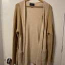 Something Navy  Blocked Cardigan Beige Taupe Color Block Wool Blend Sweater M Photo 1