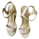 Lulus Lulu’s “Beachy Dreams” Platform Beige Canvas Sandals. Size 8.5. Photo 1