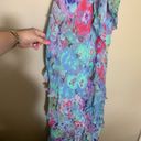 ZARA Bloggers Fav Ruffle Halter Maxi Dress Multicolor Size Large Open Back Photo 9