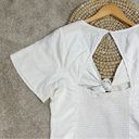 Abercrombie & Fitch  V-Neck Bodysuit Tie Front Smocked Linen Blend White Size XL Photo 7