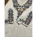 Luna  Moon Embroidered White Top Boho Peasant‎ Blouse Size Medium Photo 2