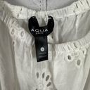 AQUA  Swim Women’s Beach Coverup Tiered Peasant Dress Cotton Eyelet Ivory S NWT Photo 3