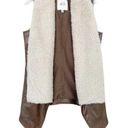 Jack by BB Dakota JACK Brown Faux Leather Shearling Cardigan Vest Sz S Photo 0