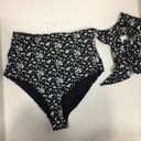 dippin daisy's swimwear Dippin’ Daisy’s Grace High Waisted Side Tie Black Floral Bikini Swim Bottoms Photo 8