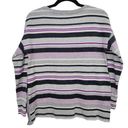 Talbots T by  Womens Medium Petite Grey Purple Striped Cotton Pullover Sweater Photo 1