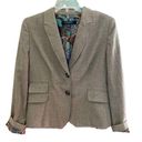 Nine West  Blazer Plaid Double-Breasted Brown Floral Lining Size 8 Photo 0