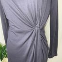 She & Sky  Gray Faux Wrap Long Sleeve Soft Bodycon Casual Work Party Dress M Photo 2