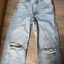 ZARA wide leg high waisted distressed light wash denim jeans Photo 4