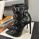 Saint Laurent  120MM Paris Belted Pointed Toe Stiletto Ankle Boots Black Womens 3 Photo 4