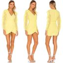 NBD Revolve Indira Ruched Ruffle Chiffon Mini Dress Yellow Sz Small Photo 1