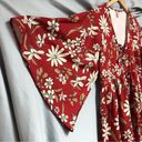 None No brand small Boho, wide sleeve, baby doll type, red orange cream flowers Photo 3