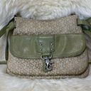 DKNY  Green Signature Leather Trim Crossbody Photo 0