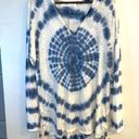 Vintage Havana  Women’s Blue & White Tie Dye V-Neck Lace Up Side Hoodie Size L Photo 0