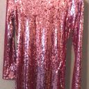 Revolve Long Sleeve Pink Sequin Mini Dress Photo 2