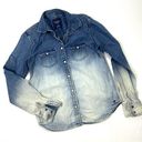 American Eagle AEO Bleached Denim Button Up Shacket Photo 0