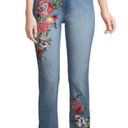 Alice + Olivia  AO LA Amazing Embroidered Floral Jeans 29 high rise cropped Photo 0