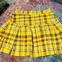 Jolie And Joy Yellow Stretchy Tartan Pleated Mini Skirt  Photo 3