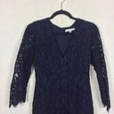 Alexis  Nadege Navy Crochet Lace 3/4-Sleeve V-Neck Midi Mermaid Dress Small Party Photo 4