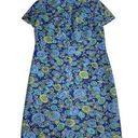 Vintage Blue 70s  and green floral mock neck mini dress large Photo 0