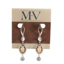 ma*rs New  and Valentine Vintage Sterling Silver Pearl Rose Crystal Dangle Earring Photo 1