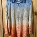 Chico's Chico’s (size L/XL?) lightweight cotton ombré button-down shirt with tab sleeves Photo 0