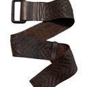 Y2K Wide Belt Woven Leather Dark Brown Adjustable Photo 3