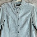 Bernardo  Baby Blue Suede Leather Button Down Jacket, Size 6 Petite Photo 1